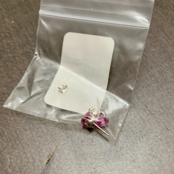 NWT lab created pink sapphire and sterling silver studs - Picture 2 of 2